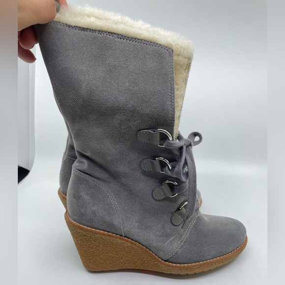 Cole Haan Waterproof Shearling Wedge Booties size 7B - Picture 10 of 16